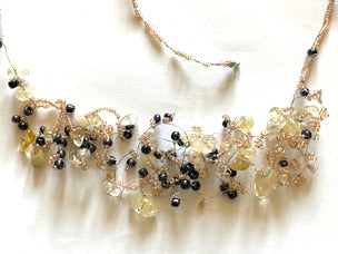 Citrine Pale Pink Bead Necklace