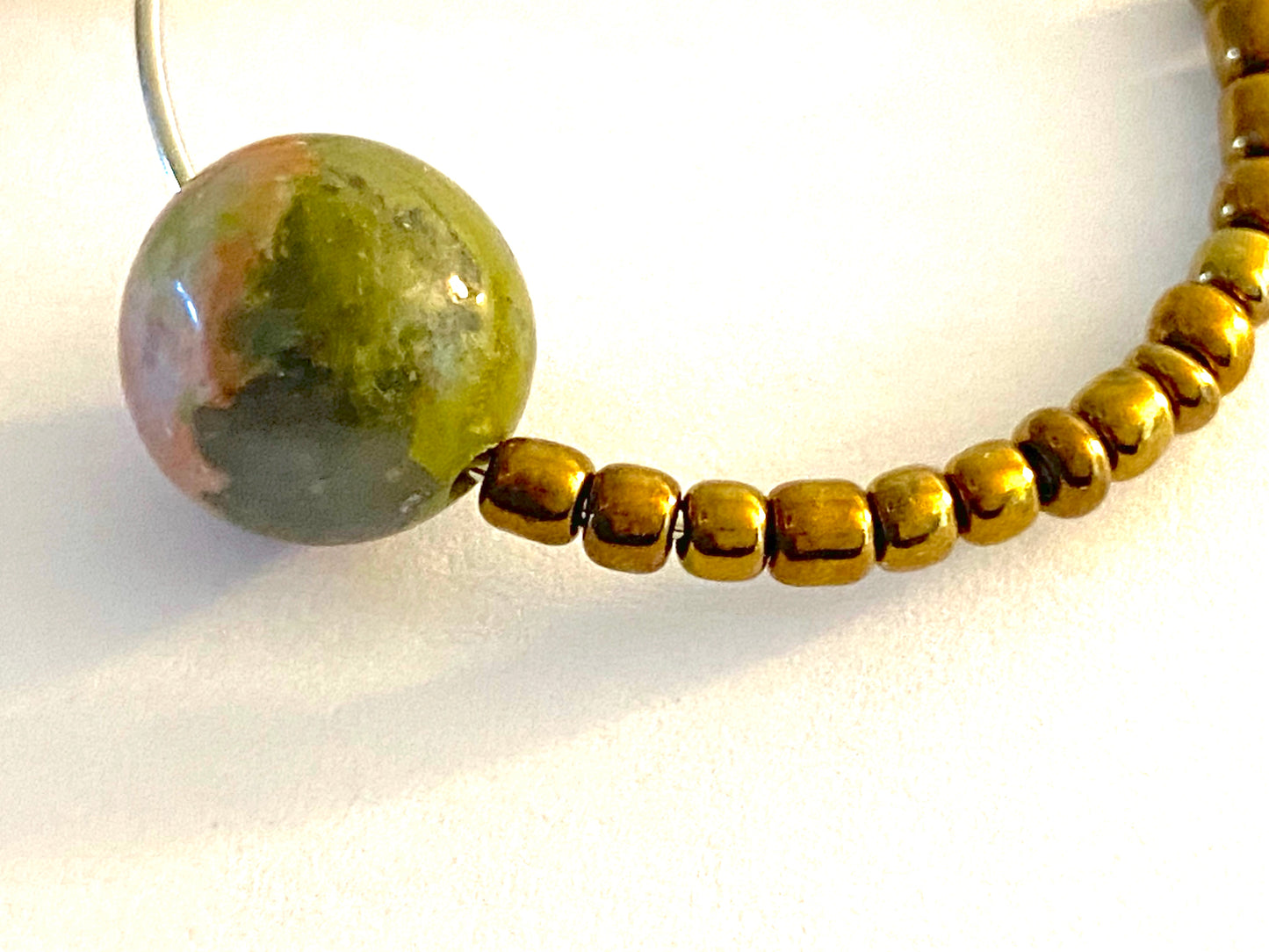 Green Gold Hoops